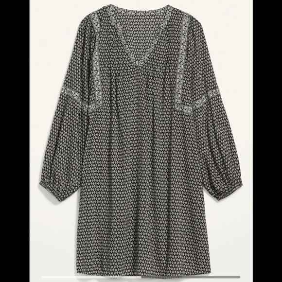 NWT Floral Print Split Neck Swing Dress, XS - Picture 1 of 2